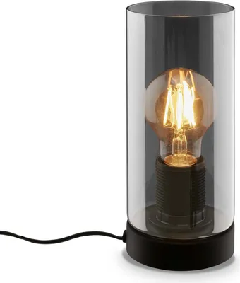 Immagine prodotto di Briloner Leuchten FUMI Lampada da tavolo 1x E27 Dimmerabile Metallo-Vetro Nero-Fumo