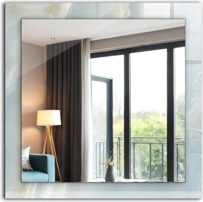 Produktbild von Bedruckter Spiegel - Wandspiegel - Dekorativer - Modern - 60x60 cm - Blauer Onyxmarmor