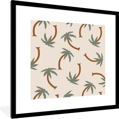 Produktbild von MuchoWow® Gerahmtes Poster Palme - Muster - Pastell 40x40 cm - Poster mit Schwarzem Bilderrahmen Wandposter Rahmen Foto Bilder - Poster - Plakat im Rahmen