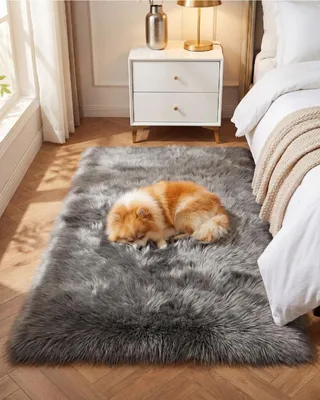 Zdjęcie produktu dla Omgoods - Dywan 80 x 150 cm - Nowoczesny, bardzo miękki, w kolorze szarym