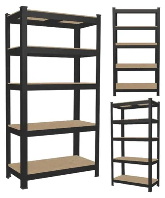 Obrázek produktu pro Kovový úložný regál černý GardenLine -5 polic 180 x 90 x 30 cm max 175 kg na polici