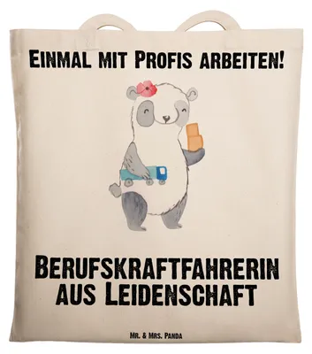 Produktbild von Mr. & Mrs. Panda Schultasche Berufskraftfahrerin Leidenschaft - Transparent - Geschenk, Einkaufstasche, Jutebeutel, Tasche, Tote Bag, Laptoptasche, Uni