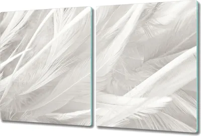Produktbild von Glas-Herdabdeckplatte Glaskeramikkochfeld-Abdeckung Spritzschutz - 2x 40x52 cm - Feder-Design Kunst