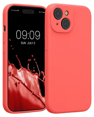 Produktbild von kwmobile Hülle kompatibel mit Apple iPhone 15 - Hülle Silikon gummiert - Handyhülle - Handy Case in Neon Koralle