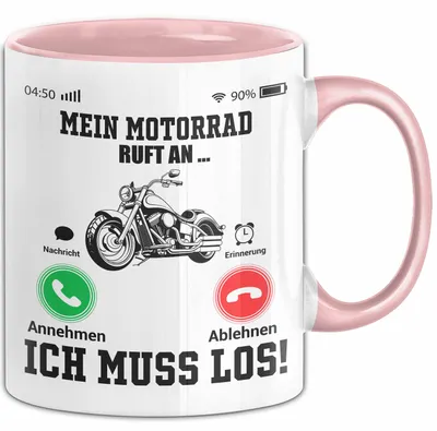 Produktbild von Mein Motorrad Ruft An... Ich Muss Los Tasse Geschenk Für Motorrad Biker Geschenkidee Kaffee-Becher (Rosa)