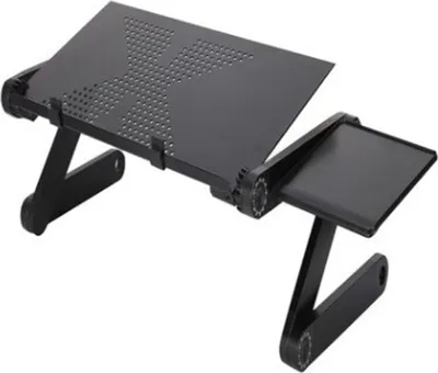 Produktbild von Laptop Ständer Höhenverstellbar Beste Lösung für Homeoffice Gesund Arbeiten & Surfen - Laptop Tisch für Bett, mit Mausablage, aus Aluminium - Klappbar Laptopständer/Laptop Halterung für 17 Zoll
