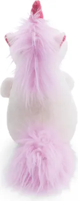 A plush unicorn toy shown from the back.