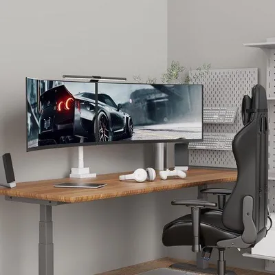 Produktbild von Monitorhalterung für 2 Monitore, 24-57 Zoll, verstellbare Gasdruckfeder, Doppel-Monitorhalterung, schwenkbar, VESA 75/100/200 mm, weiß, bis zu 27 kg pro Monitor