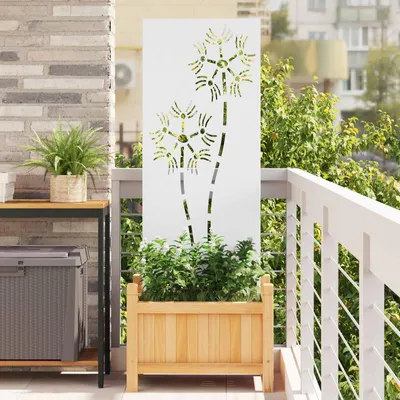 Image de Écran de confidentialité de jardin Fretwork Blanc 50 x 140 cm