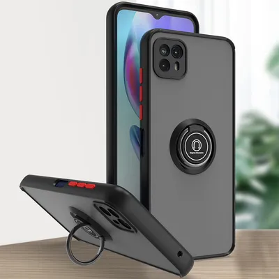 Produktbild von Moto G50 5G Hülle, Ring Halter Ständer Matte Transluzent TPU Rahmen Stoßfest Schutzhülle für Motorola Moto G50 5G Dunkelgrau