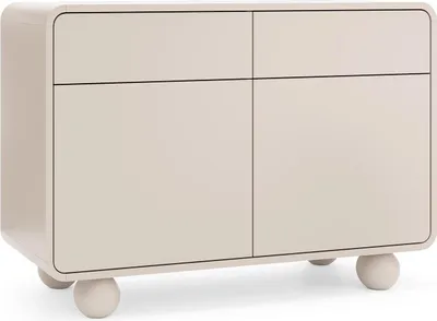 Produktbild von Orion Kommode 108 cm in Kaschmir mit Schubladen, abgerundeten Seiten und kugelförmigen Füßen – modern und geräumig