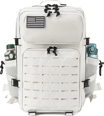 Produktbild von 45L Taktischer Rucksack, strapazierfähiges Polyester, doppelte Becherhalter, Weiß