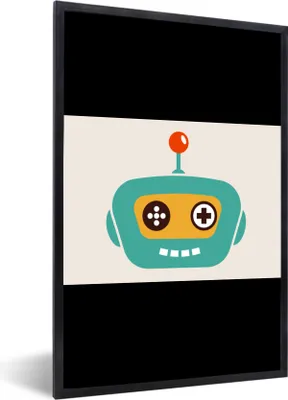 Produktbild von MuchoWow® Gerahmtes Poster Roboter - Gesicht - Antenne - Technik - Junge - Kind 90x60 cm - Poster mit Schwarzem Bilderrahmen Wandposter Rahmen Foto Bilder - Fotorahmen - Foto-Plakat