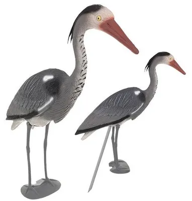Produktbild von Reiher-Gartenfigur, 66 cm, graues PE, zum Aufstellen auf einem Erdspieß
