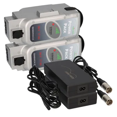 Immagine prodotto di 2 batterie per e-bike Vision PowerPack, marca Panasonic, 36V, 17Ah, 612Wh, più 2 caricabatterie da 4A