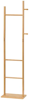 Produktbild von Freistehende Garderobe, Kleiderschrank aus Holz mit 3 Kleiderstangen und 2 Haken