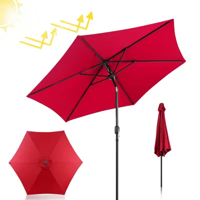 Produktbild von Sonnenschirm Balkon Gartenschirm Terrassenschirm Sonnenschutz Ø270cm Neigungswinkel & Höhe verstellbar Balkonschirm UV-Schutz Knickbarer Marktschirm,Rot