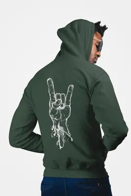 Produktbild von D&B Unisex Hoodie ZIPZN00015 Rock And Roll Waldgrün-Größe S