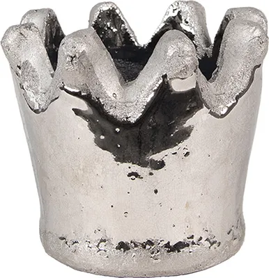 Produktbild von Clayre & Eef Blumentopf Krone Ø 12x10 cm Silberfarbig Terrakotta