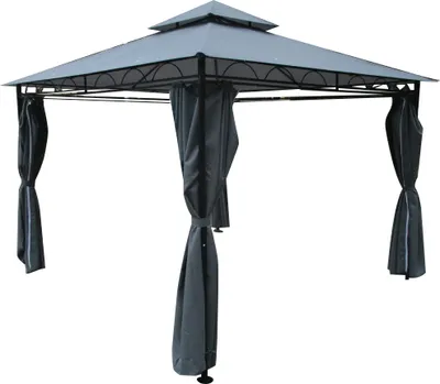 Produktbild von AS-S Eleganter Garten - Pavillon 3x3 Meter, Dach 100% WASSERDICHT UV30+,  9m², mit 4 Vorhängen anthrazit Modell: 7075-3x3
