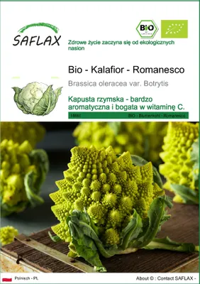 Zdjęcie produktu dla SAFLAX - Bio - Kalafior - Romanesco - 50 Nasiona - Brassica oleracea var. Botrytis
