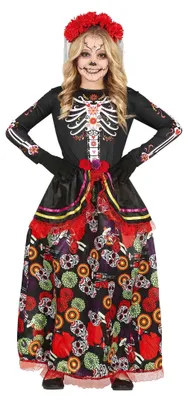 Produktbild von FIESTAS GUIRCA | Kinderkostüm Catrina Mädchen - Tag Der Toten - Schwarz – Größe 5-6 Jahre