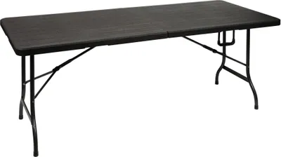 Produktbild von Perel Klapptisch, Buffettisch, Campingtisch, Picknicktisch, Holzoptik schwarz, klappbar tragbar mit