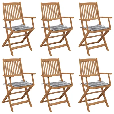 Immagine prodotto di The Living Store Sedie da giardino pieghevoli 6 pezzi con cuscini in legno massiccio di acacia