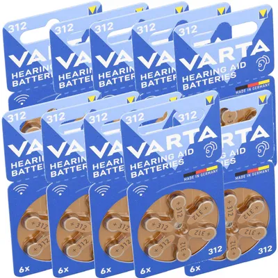 Produktbild von 10 Stück Varta Batterie Zinc Air, 312, 1.4V Retail Blister (6-Pack) Hörgerätebatterie