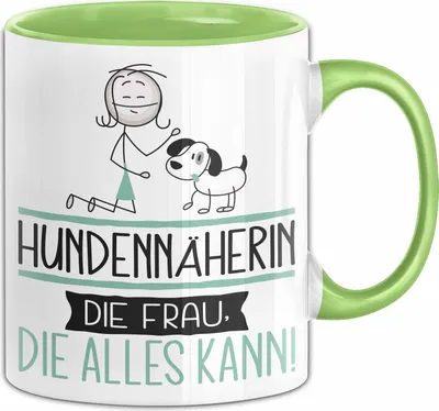 Produktbild von Hundennäherin Geschenk Tasse Becher Die Frau Die Allen Kann Geschenkidee für eine Hundennäherin Lustig (Grün)