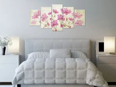 Produktbild von Akustikbild Blumen 200x100 cm Bilder Akustikschaum Hochleistungsschallabsorber Schallschutz Leinwand 5 tlg Wandbild Raumakustik Schalldämmung b-A-0220-b-n