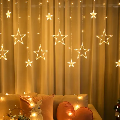 Immagine prodotto di Yakimz LED luci fiabesche stelle luce tenda decorazione luce rete esterno interno festa Natale giardino IP44 bianco caldo