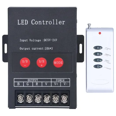 Zdjęcie produktu dla Kontroler LED RGB, kontroler LED, kontroler RGB, kontroler LED PWM, kontroler LED Strip, kontroler LED RGB z pilotem, przemysłowe komponenty sterujące