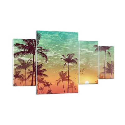Produktbild von Bilder auf glas - Horizont Küste Kokosnuss Himmel - 160x90cm - Glasbilder - Wandbilder - Kunstdruck - zum Aufhängen bereit - Wanddekoration aus Glas - Glas Bilder - Wandbild auf Glas - GDL160x90-3121