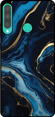 Produktbild von Smartphonica Phone Case Fit für Huawei P40 Lite E mit Marmor Druck - TPU zurück Abdeckung Fall Gold blau Marmor Design - Gold Blau