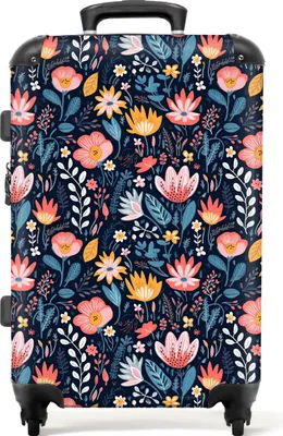 Produktbild von NoBoringSuitcases.com® Großer Koffer - Blumen - Muster - Pflanzen - Botanisch - Kombinationsschloss TSA - Hartschalen Trolley 4 Rollen - 72 liter - Reisekoffer - 66 cmKoffer Mittelgroß 67x43x25 cm, 72L,