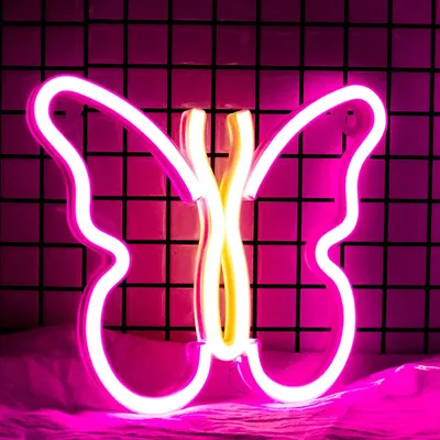 Produktbild von Rosa Schmetterling Leuchtreklame LED Neonlicht USB Nachtlicht Batteriebetrieben für Wand Zimmer Spielzimmer Bar Party Dekoration