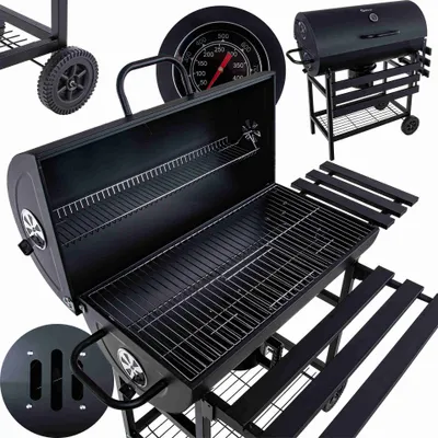 Obrázek produktu pro GEKO Zahradní gril na dřevěné uhlí s roštem 70x35 cm, teploměrem, víkem a policemi G80514