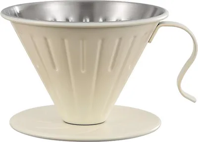 Produktbild von Kaffeefilterkegel aus Edelstahl, Handtropf-Übergießtrichter mit Spiralrippen, spülmaschinenfester V-förmiger Kaffeefilter für die meisten Kaffeemaschinen, Camping, Heimbrauen