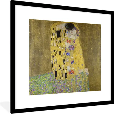 Produktbild von MuchoWow® Gerahmtes Poster Der Kuss - Gustav Klimt 40x40 cm - Poster mit Schwarzem Bilderrahmen Wandposter Rahmen Foto Bilder - Poster - Plakat im Rahmen
