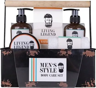 Zdjęcie produktu dla Zestaw upominkowy do kąpieli w metalowym koszyku z uchwytem Men`s Style