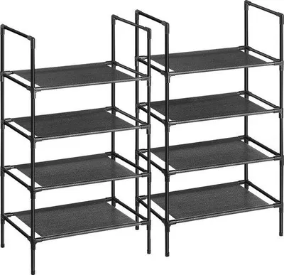Produktbild von Moderne Schönheitserhalter mit vier Tafeln, Set aus zwei Stücken, Metallrahmen, Tafeln aus nichtgewebtem Gewebe, 45 x 28 x 80 cm, schwarz