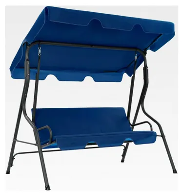 Produktbild von Hollywoodschaukel Dunkelblau - Stahlrahmen & Polyester, 170x110x153 cm, für Garten und Terrasse