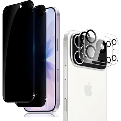 Productafbeelding van Beschermfolie voor iPhone 17 Pro Max, 2 stuks schermbescherming en 2 stuks camera bescherming, 9H hardheid, privacybescherming (anti-spionage)
