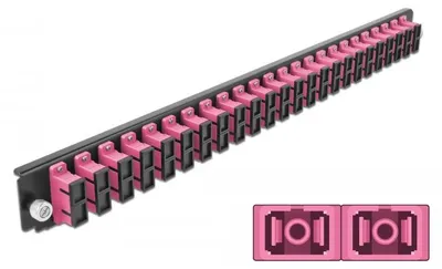 Produktbild von DeLOCK 19″ LWL Spleißbox Frontblende 24 Port SC Duplex violett, Faser, SC, Violett, Rackeinbau, 1U, 44 mm