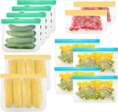 Obrázek produktu pro Opakovaně použitelné silikonové sáčky na led, 12 kusů, sáčky na potraviny