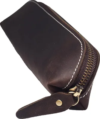 Produktbild von Etui aus Leder, dunkelbraun, kompakt, handgefertigt, L22