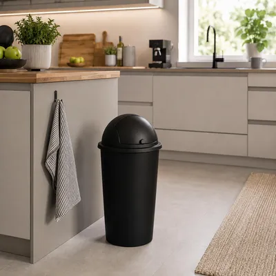 Produktbild von Abfalleimer Schwingdeckeleimer Mülleimer 50 Liter Schwarz