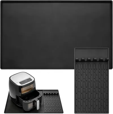 Produktbild von 2-in-1 Silikon Kaffeemaschine Abtropfmatte Küche Matte Trockenmatte 60x40cm | Feuerfeste Unterlage Hitzebeständige Unterlage Hitzeschutzmatte für Luftfritteuse Kaffeemaschine Küche