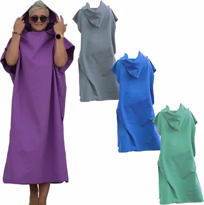 Produktbild von HEKERS Badeponcho Surfponcho aus Mikrofaser Badeponcho Umziehhilfe Strand Umkleidehilfe, Kapuze, Druckknöpfe, Mit Kapuze Poncho 3116